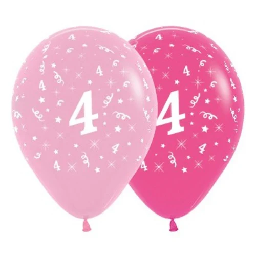 Balloons Age 4 Pink - Pack of 6