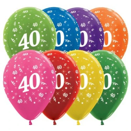 Balloons Age 40 Metallic Assortment  - Pack of 25
