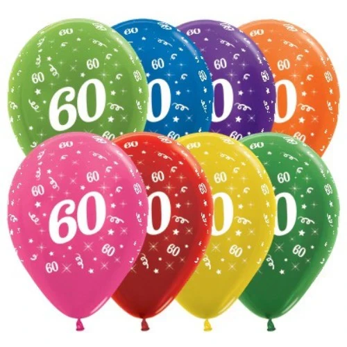 Balloons Age 60 Metallic Assortment  - Pack of 25