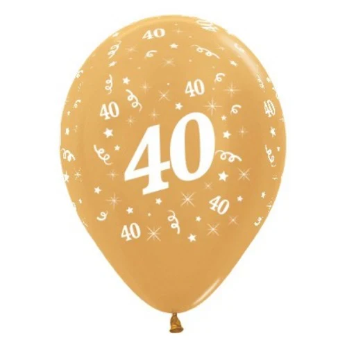 Balloons Age 40 Gold Metallic Pearl  - Pack of 25