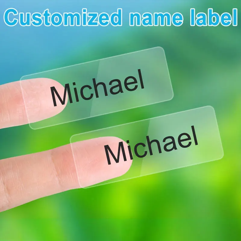 Color: light green - Transparent Waterproof Name Stickers for School-Custom Labels,Multilingual Text, Kids DIY Crafts & Sports Bottle Marking
