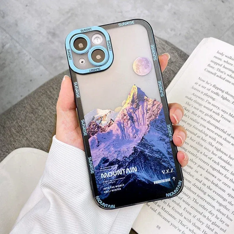 Color: Brown, Material: Microfiber - Retro INS Sunset Sky Clouds Moon Pattern Case For Samsung Galaxy S10 S20 S21 S22 S23 S24 FE Plus Ultra Note 20 Shockproof Cover