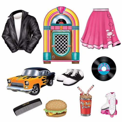 Cutouts 50's - Jukebox Cars Burger - Pack of 10
