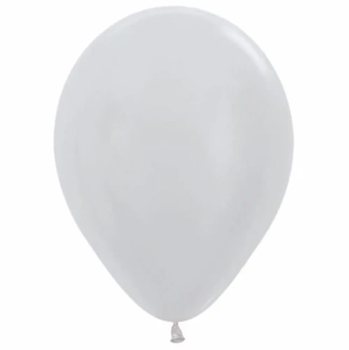 12cm Metallic Pearl Silver Latex Balloons  - Pack of 50