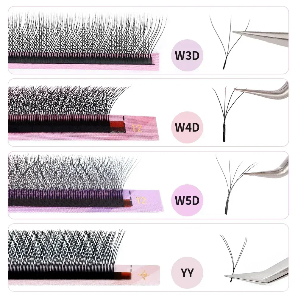 Color: Brushed Slate, Curl: D, Thickness: 0.07mm, Length: 8mm - ARISON YY Lashes and 3D/4D/5D W Shape Lashes Brasileiro Premade Volume Eyelashes Extension Soft Thin Easily Grafting Extension