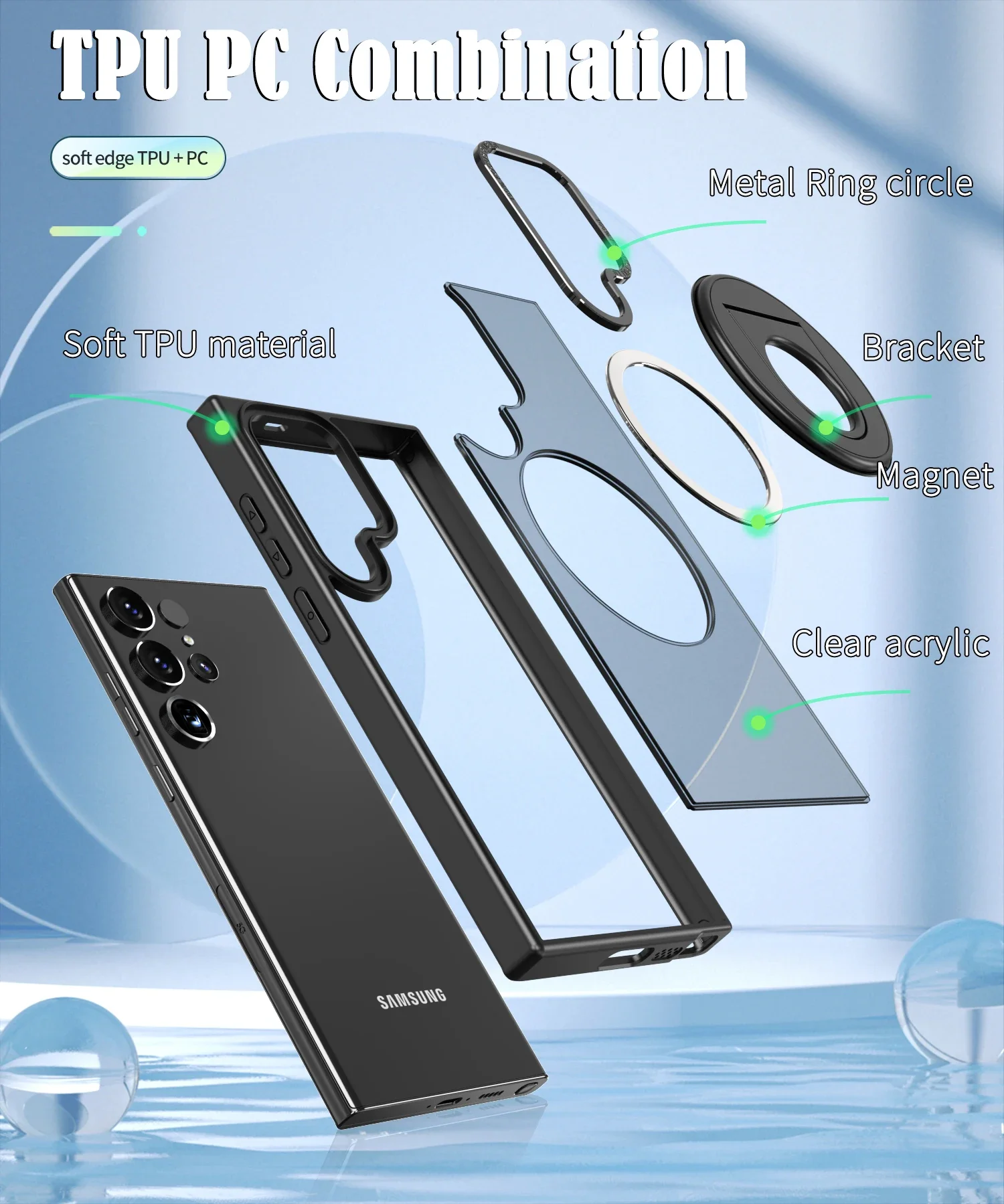 Material: Aluminum, Color: Black - Luxury Magsafe Wireless Charging Case for Samsung S24 S23 S22 Ultra Plus Case Skin Feel Magnetic Shockproof S23 FE Cover