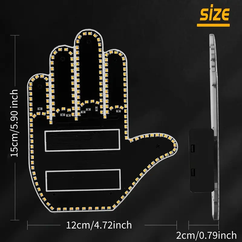LED Illuminated Gesture Car Light with Remote - Middle Finger Road Rage Sign