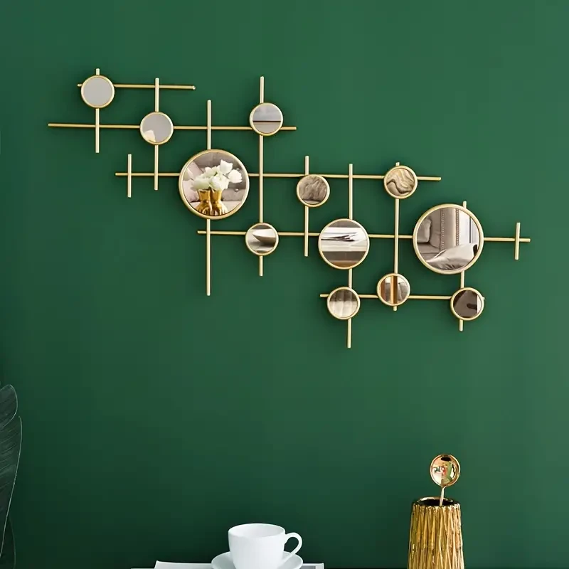Modern Light Luxury Iron Art Hanging Mirror - Wall Decoration