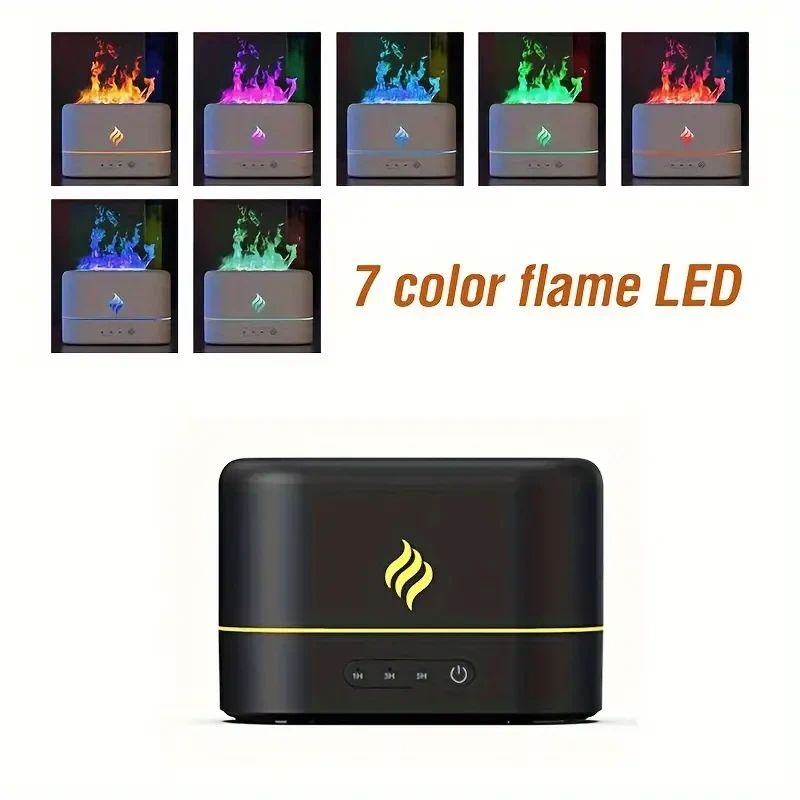 7 Colors Flame Simulation Ultrasonic Humidifier - USB Essential Oil Diffuser