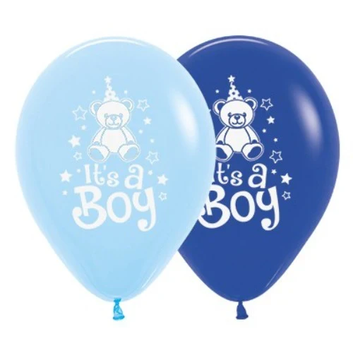 30cm It's A Boy Teddy Royal Blue & Pastel Blue - Pack of 25