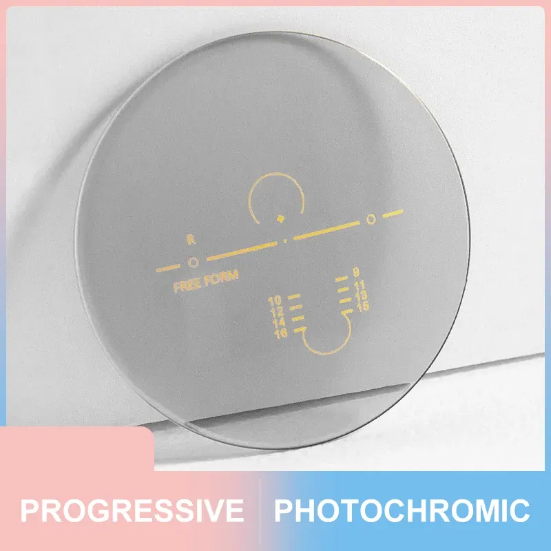 Lenses Color: Blue, Lens Index: 1.61 - Photochromic Free Form Progressive Optical Multifocal Prescription Lenses Fast and Deep Color Change Performance