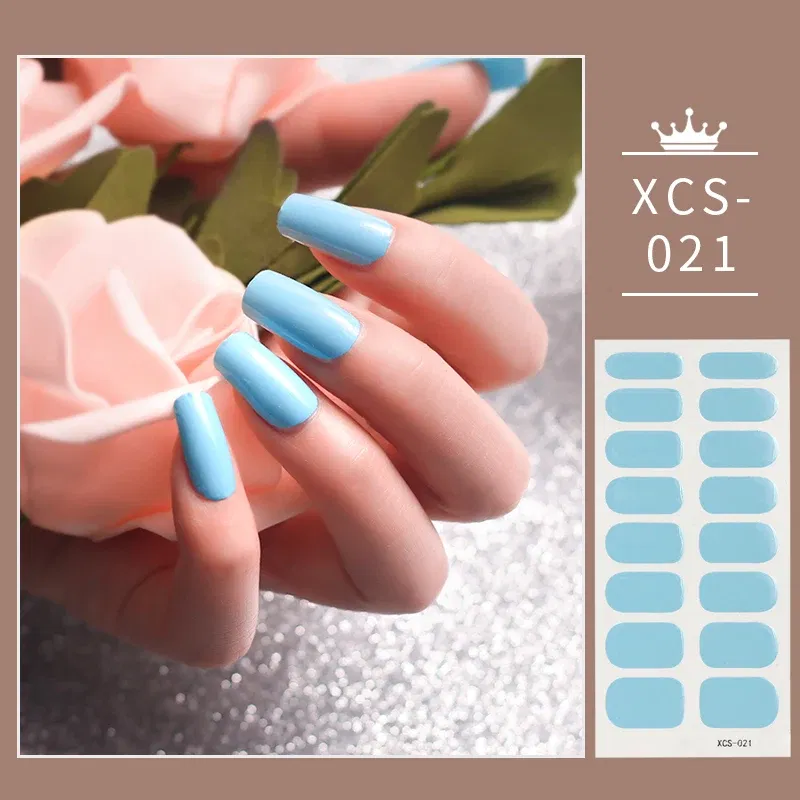 Color: Amy Green - 1pc Nail Art Sticker Laser Shiny Sequins Polish Wraps Double Ended Adhesive Strips Fashion Stickers Manicure Decor