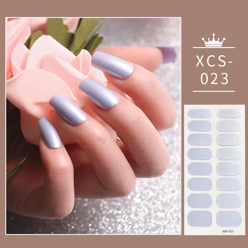 Color: Amy Green - 1pc Nail Art Sticker Laser Shiny Sequins Polish Wraps Double Ended Adhesive Strips Fashion Stickers Manicure Decor