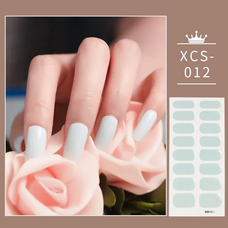 Color: Amy Green - 1pc Nail Art Sticker Laser Shiny Sequins Polish Wraps Double Ended Adhesive Strips Fashion Stickers Manicure Decor