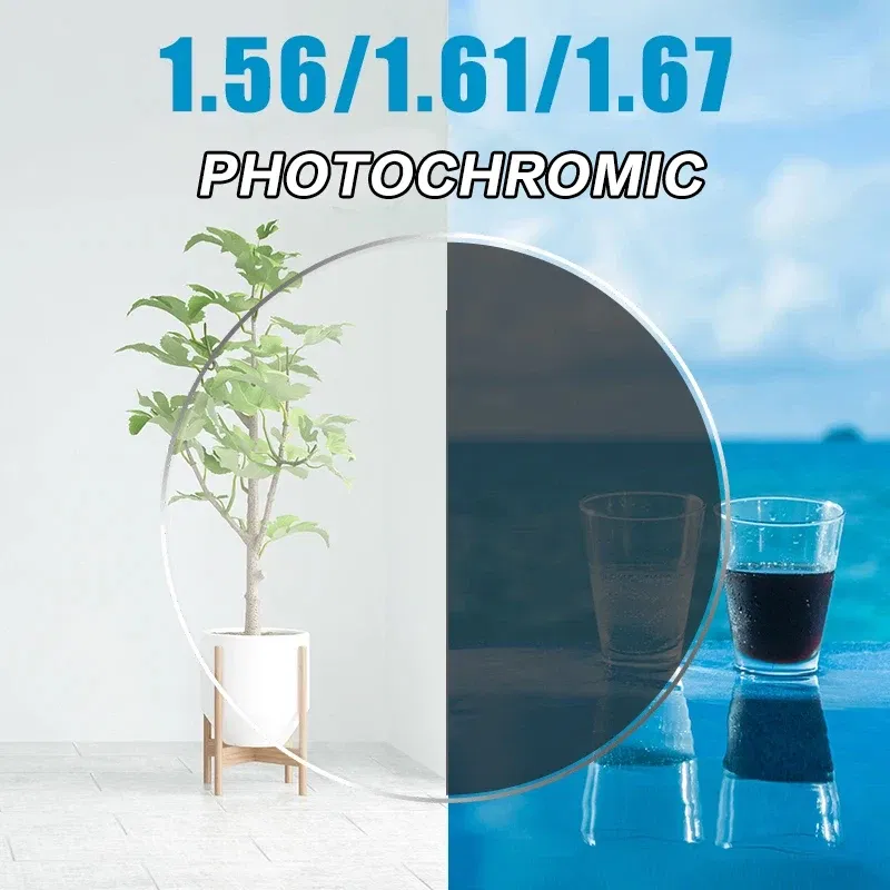 Lenses Color: green, Lens Index: 1.74 - Anti Blue Light Rays Photochromic 1.56 1.61 1.67 Prescription CR-39 Resin Aspheric Glasses Lenses Myopia Hyperopia Reading Lens