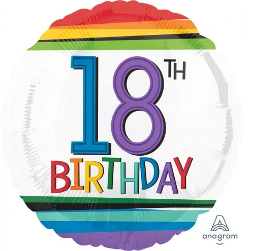 Happy 18th Birthday Ballon Rainbow Tandard Hx - 45cm