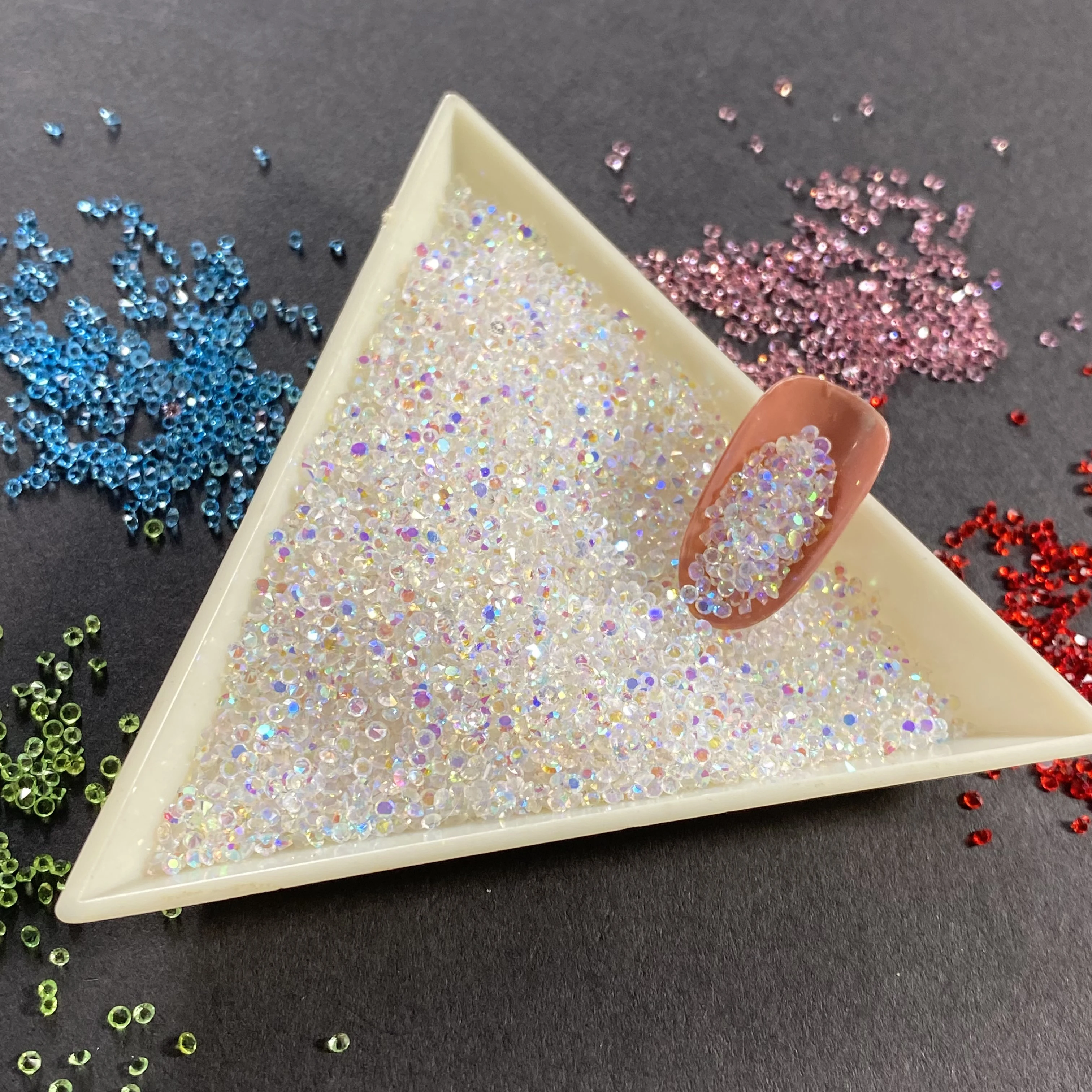 Color: PURPLE - 1440pcs Shiny Crystal AB Mini Pixie Nail Rhinestones Glitter 3D Micro Diamonds for Nails Art DIY Accessories