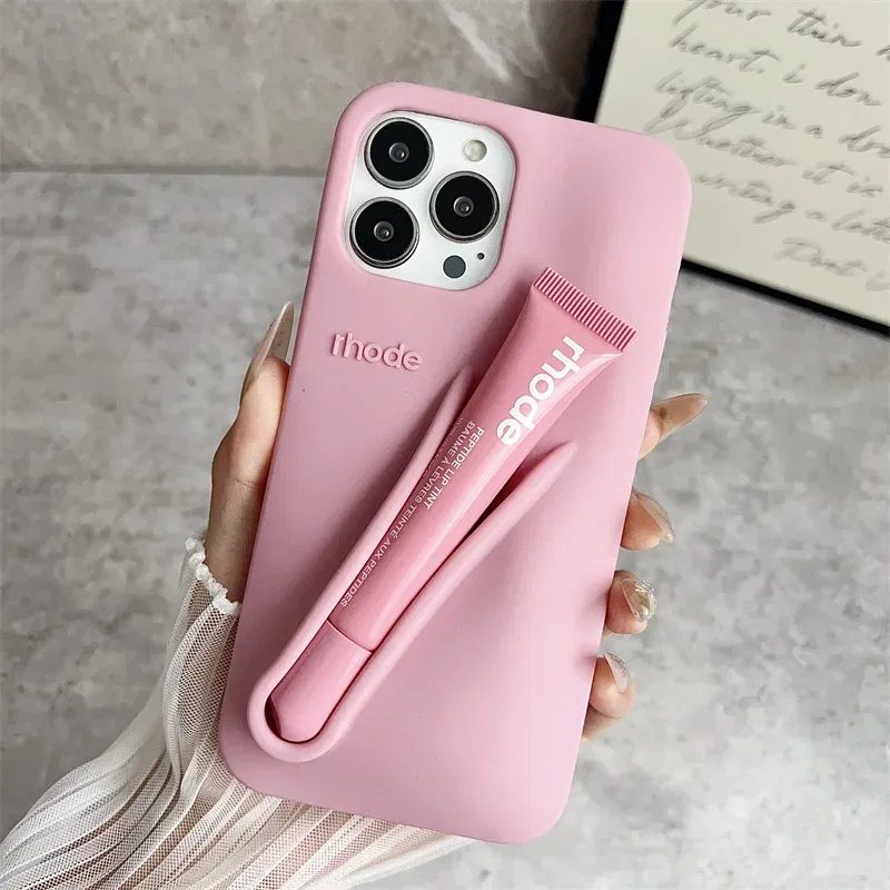 Color: Clear, Bundle: Bundle1, Material: Denim - Phone Case For iPhone 12 13 14 15 16 Pro Max Plus 17 Air Portable Lip Gloss Holder Lipstick Silicone Soft Bumper Cover Lip Glaze