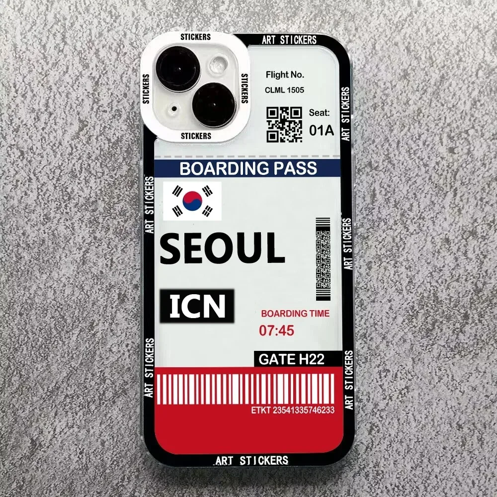 Color: Blue, Material: PP - World City Travel Ticket Label Phone Case For Samsung Galaxy S10 S20 S21 S22 S23 S24 FE Plus Ultra Note 20 New York Paris