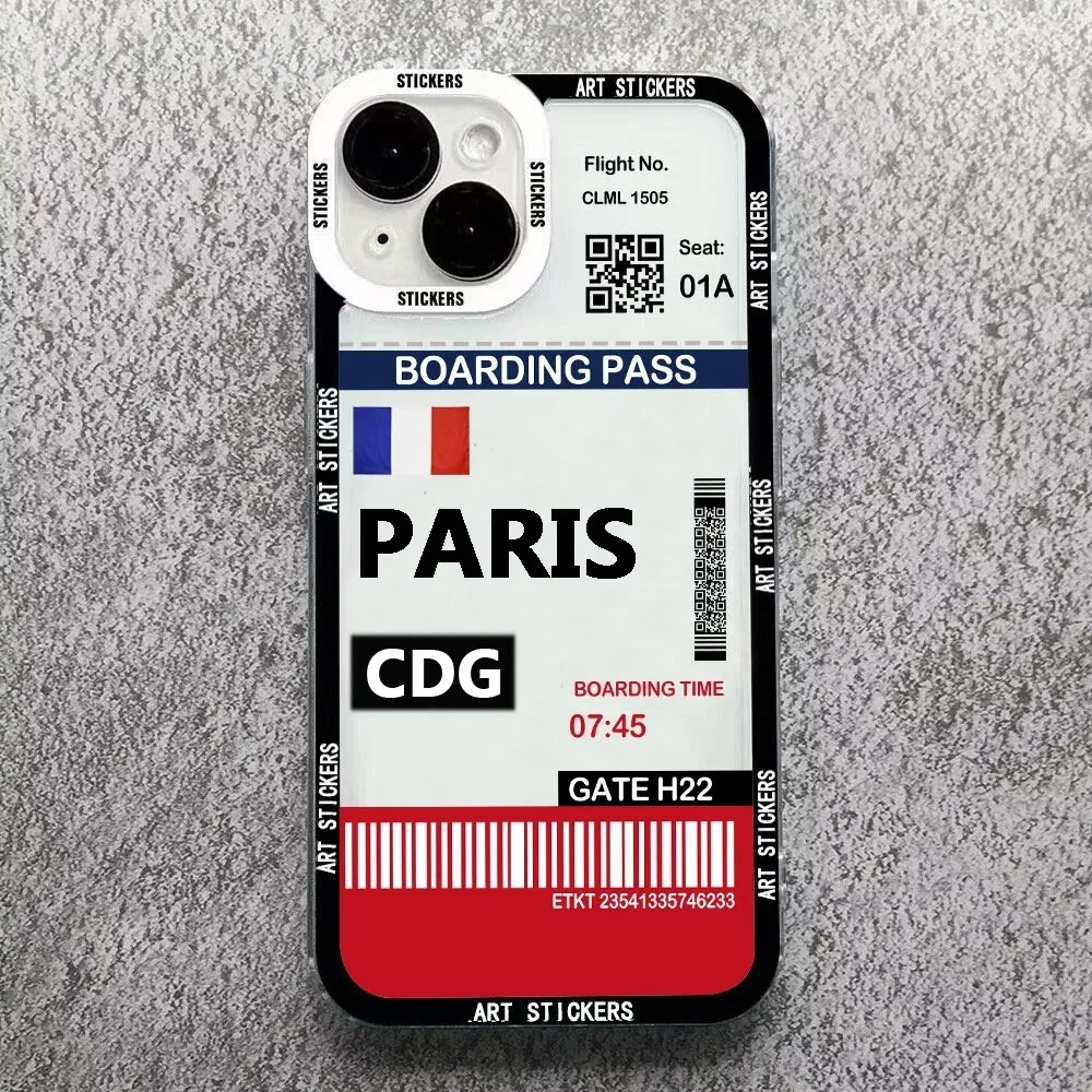 Color: Blue, Material: PP - World City Travel Ticket Label Phone Case For Samsung Galaxy S10 S20 S21 S22 S23 S24 FE Plus Ultra Note 20 New York Paris