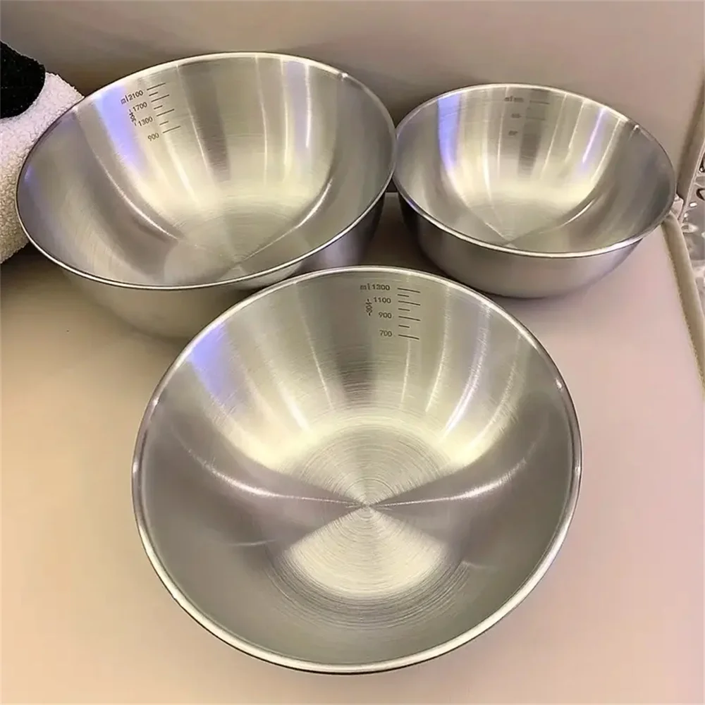 Color: Blue - 1-3 Stainless Steel Bowl Set with Scale for Cooking Baking Food Storage Large Capacity Mixing Bowls for Home Kitchen Essentials