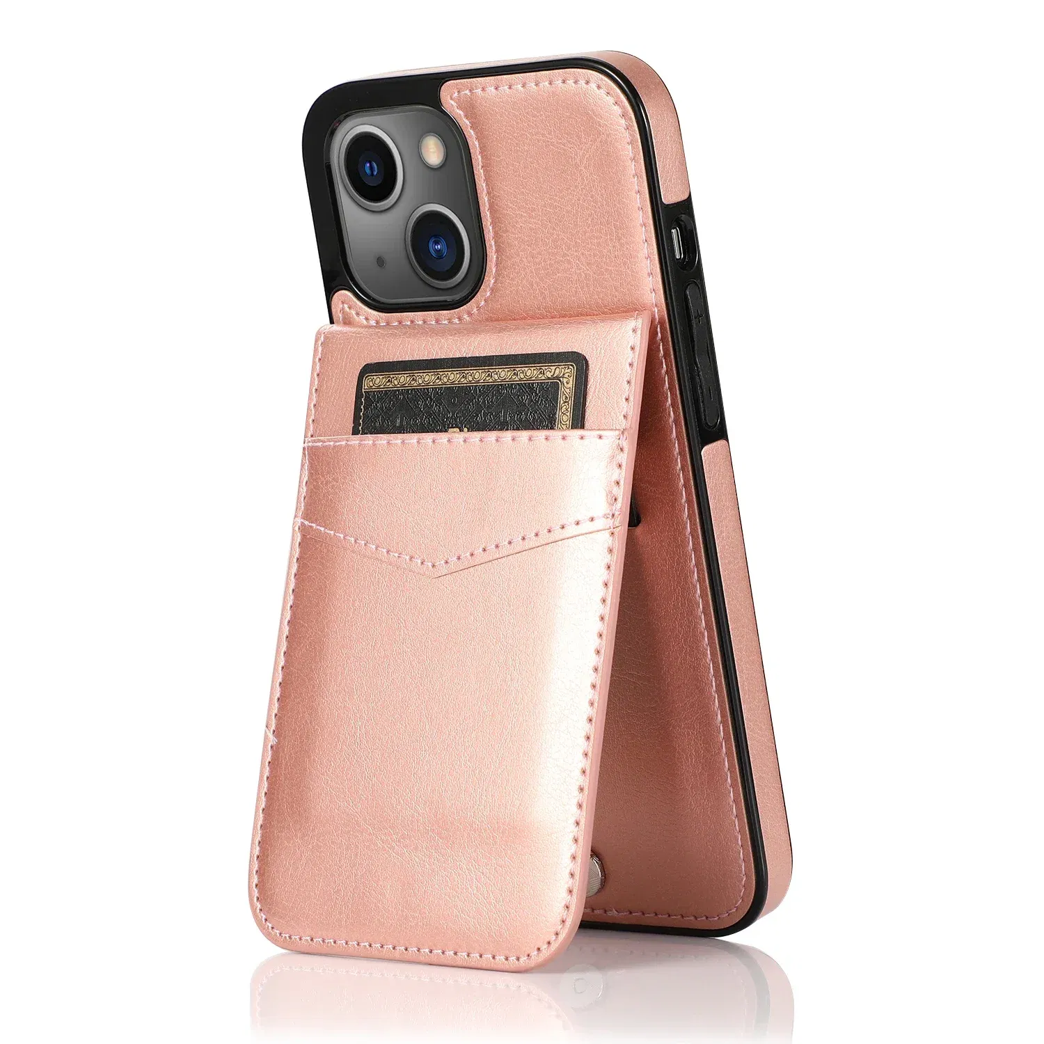 Color: Brown, Material: Silicon - Faux Leather Wallet Kickstand Phone Case for IPhone 13 12 Mini 16E 16 15 14 11 Pro Max X XR XS 7 8 Plus Case with Credit Card