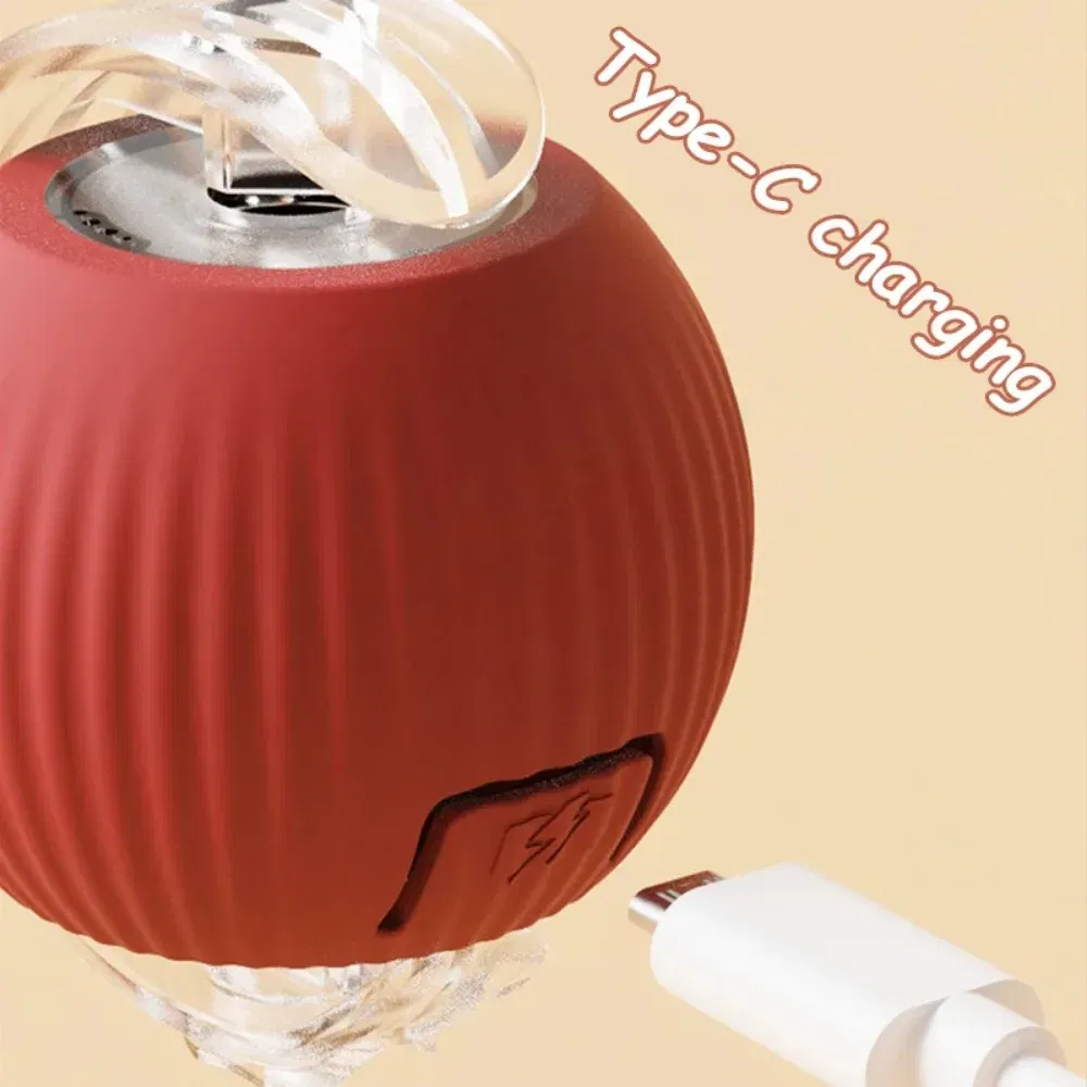 Color: black - New Cat Interactive Ball Toy Automatic Rolling Ball Faux Tail Rechargeable Smart Pet Electric Toy Dog Cat Training Imitate Mouse