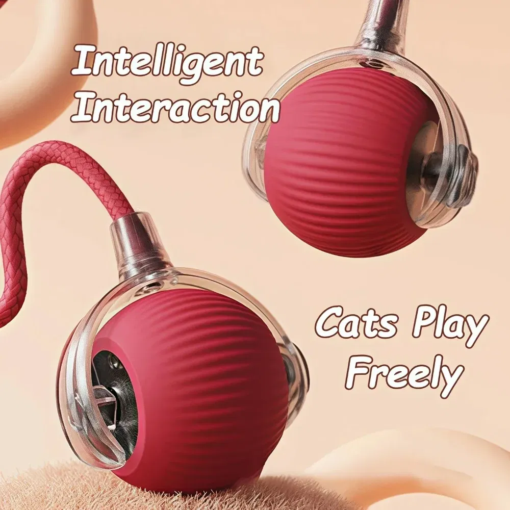 Color: black - New Cat Interactive Ball Toy Automatic Rolling Ball Faux Tail Rechargeable Smart Pet Electric Toy Dog Cat Training Imitate Mouse