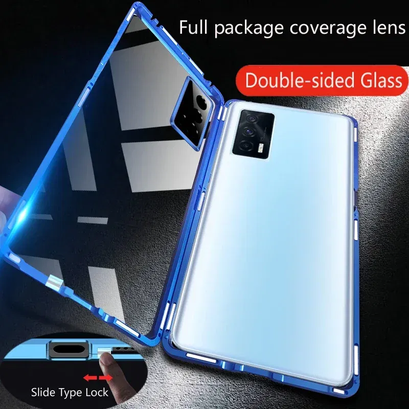 Color: green, Material: Plastic - Double Sided Glass Magnetic Metal Snap Lock Phone Case For Honor Magic 4 5 Ultimate 6 Lite 7 Pro Lens Protection Cover Cases