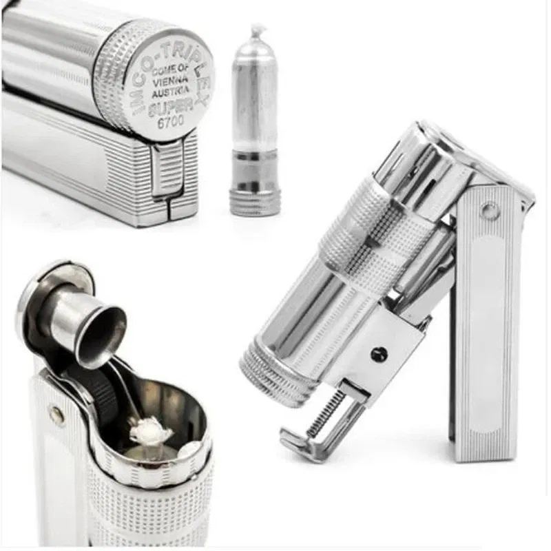 Color: WHITE - Original IMCO Lighter Old Gasoline Flint Lighter Windproof Stainless Steel Cigarette Petrol Oil Lighter Inflated Gadgets Man