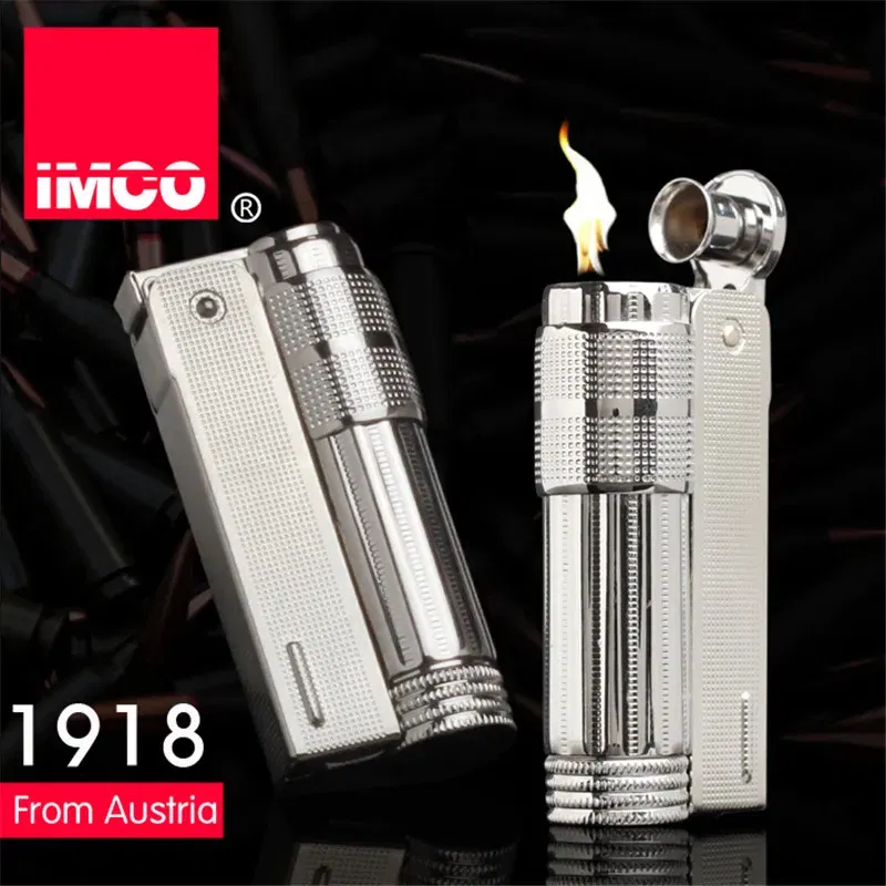 Color: WHITE - Original IMCO Lighter Old Gasoline Flint Lighter Windproof Stainless Steel Cigarette Petrol Oil Lighter Inflated Gadgets Man