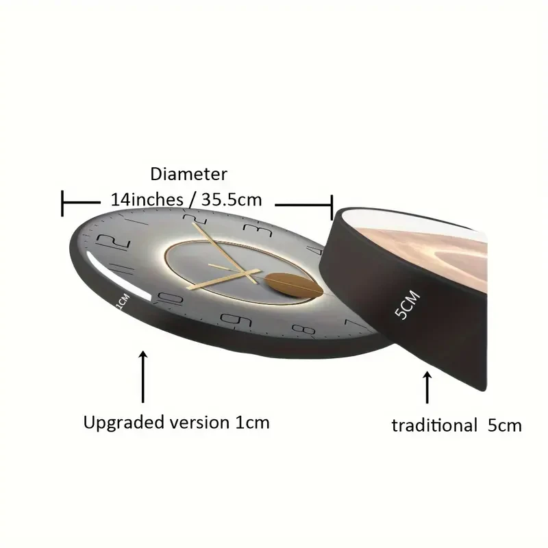 14-Inch PVC Wall Clock with Tempered Glass Cover