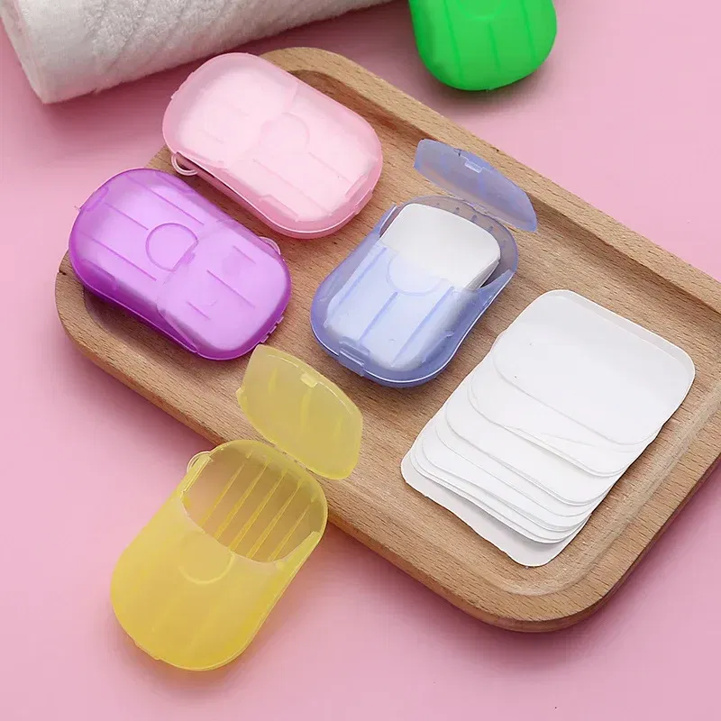 Color: Blue - New Portable Mini Disposable Soap Paper Travel Soap Paper Washing Hand Bath Clean Scented Slice Sheets Mini Clean Soap Tablets