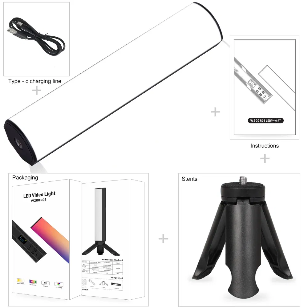 Color: Orange, Ships From: CHINA - SH W200 RGB Photography Light 2500k-9000K 3000mah With Diffuser Effect Light Stick Outdoor Vlog Video Fill Lighting