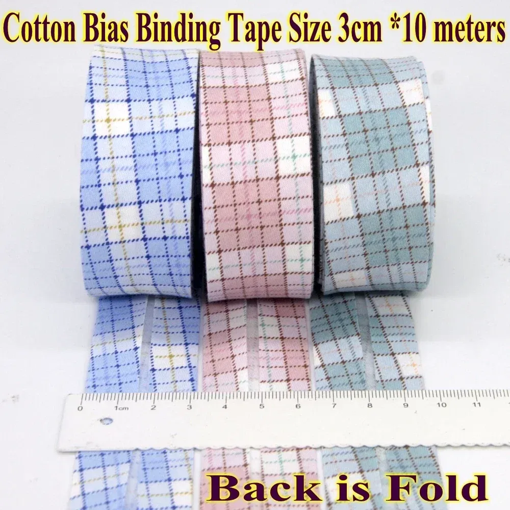 Color: Blue, Size: L - Cotton Bias Binding Tape Size 3cm *10meter Solid Color DIY Handmade Sewing Material Bias Tape