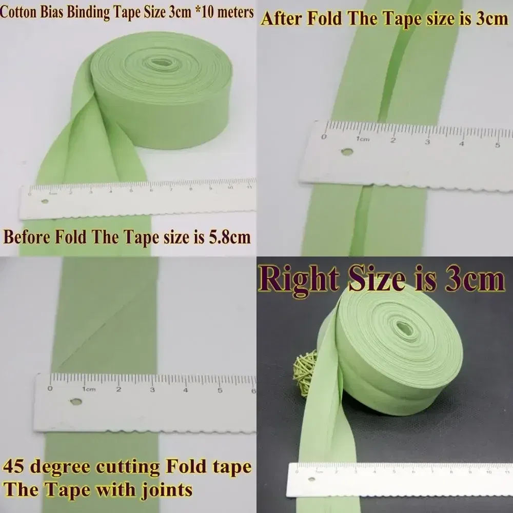 Color: Blue, Size: L - Cotton Bias Binding Tape Size 3cm *10meter Solid Color DIY Handmade Sewing Material Bias Tape
