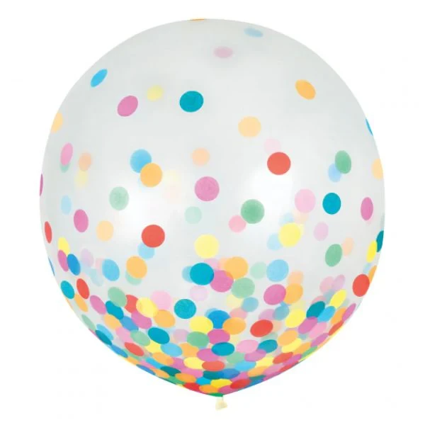 Latex Balloons 60cm & Confetti Blue & Silver (Pack of 2)