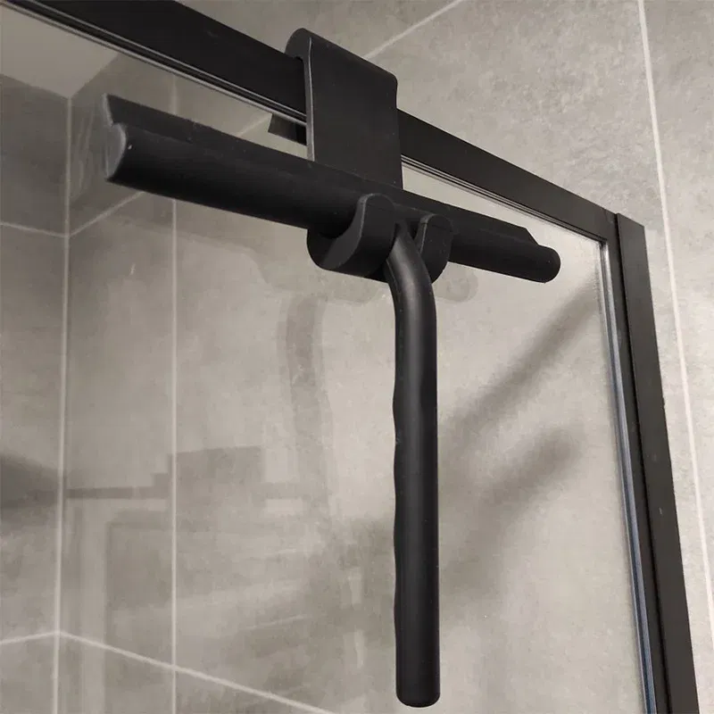 Color: Orange - Shower Squeegee Glass Clean Scraper Washing Wiper Hanger Floor Window Cleaning Household Water Wall Hanging Mirror with Handle