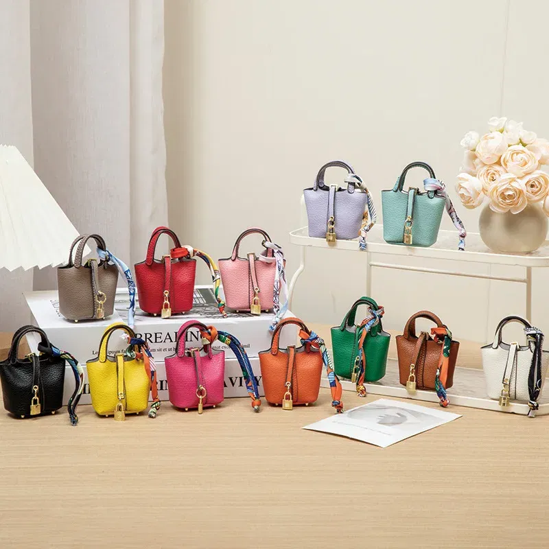 Color: Bronze - Mini Bag Pendant Keychain Hanging Accessory Zero Wallet Creative Portable Bracelet Bluetooth Earphone Bag Multifunctional