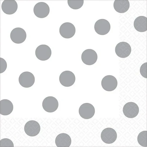 Dots Lunch Napkins Frosty White - Pack of 16