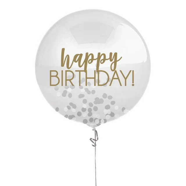 Latex Balloon - HB  Silver & Gold and Confetti (60cm)
