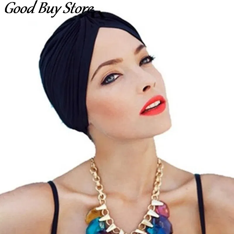 Color: dusty camel - Solid Color Turban Hat Women Muslim Stretch Hijabs Hats Islamic Underscarf Head Wrap Cap Female Plain Headwear Headband Soft
