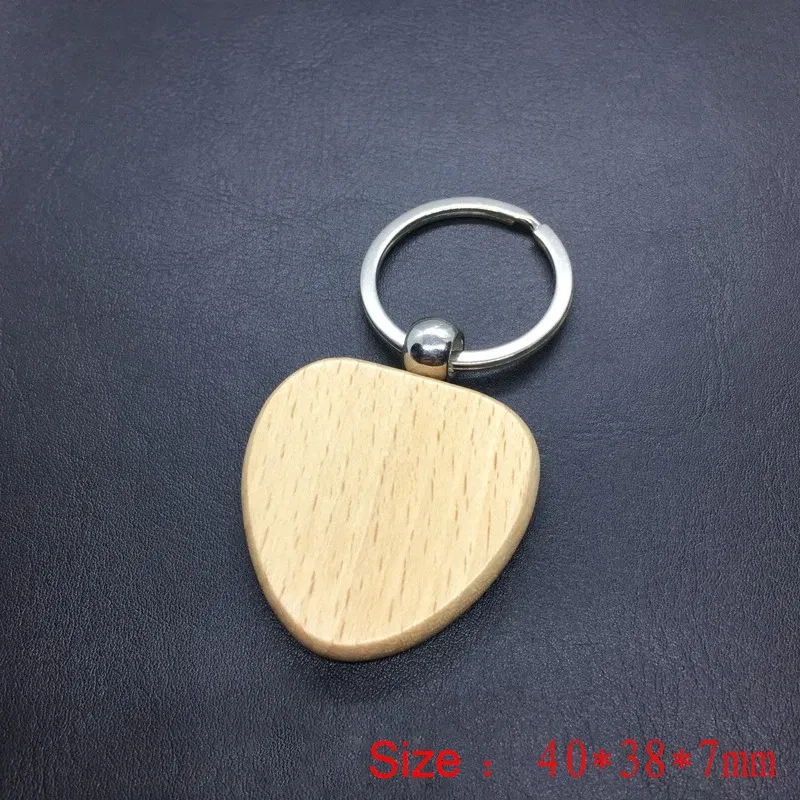 Color: Gold - 2024 Custom Logo Blank Round Rectangle Wooden Key Chain DIY Promotion Wood Keychains Wedding Gift