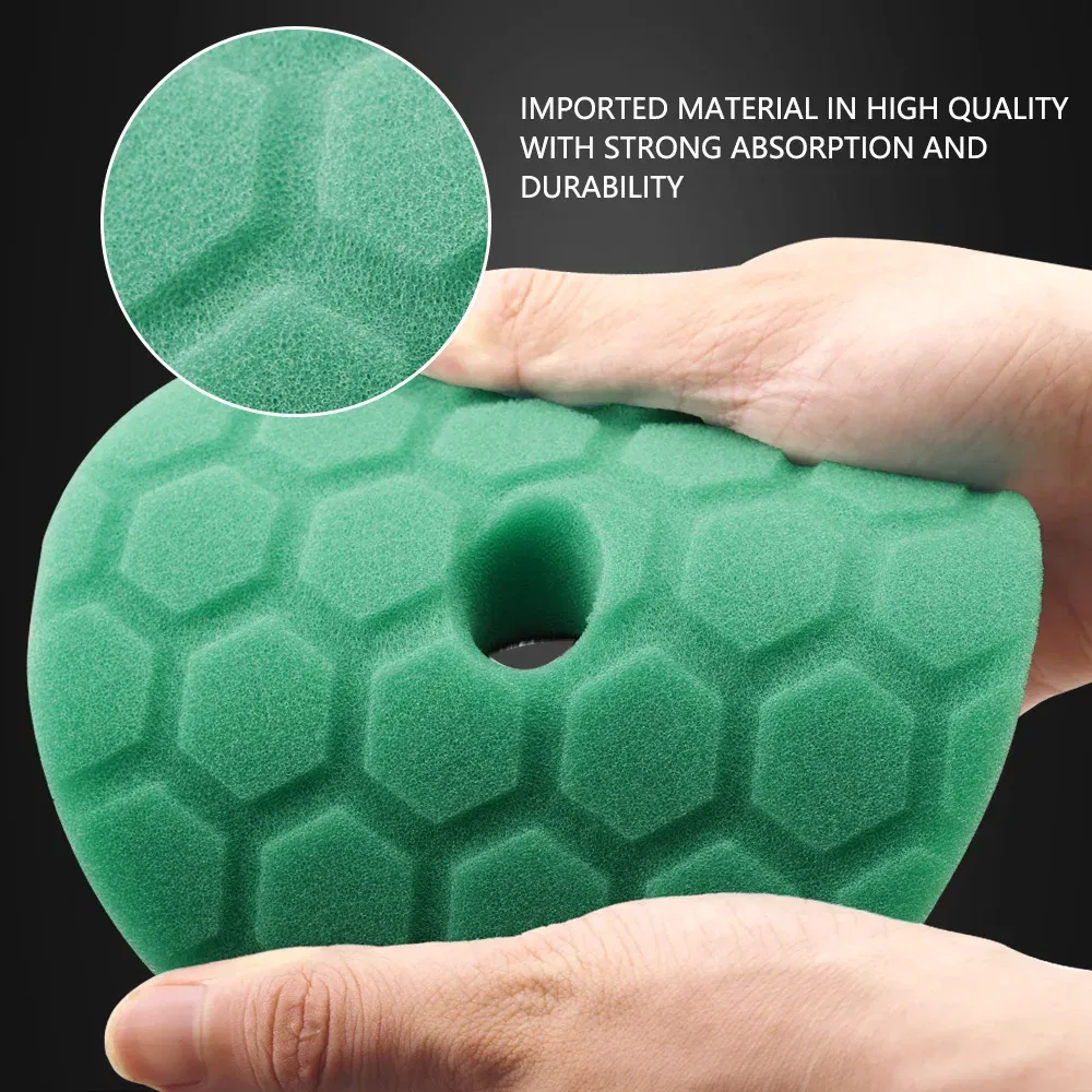 Color: Yellow, Material: Sponge, Ships From: CN - (Bulk Sales) SPTA 3"(80mm)/5"(125mm)/6"(150mm) Hex-Logic Car Sponge Polishing Buffing Pads For DA/RO/GA Auto Buffer Polisher