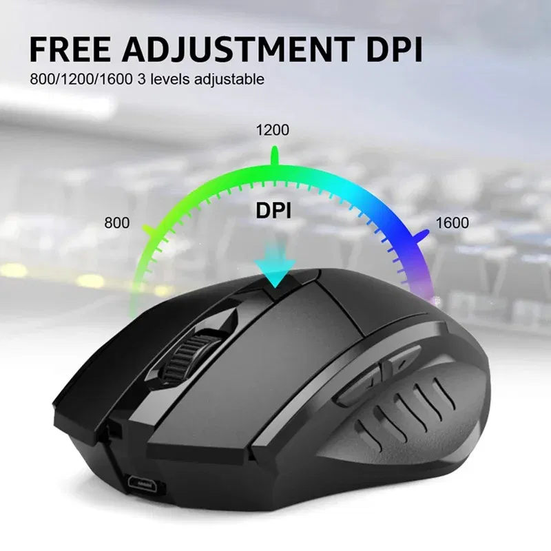 Color: black - Inphic Rechargeable Wireless Mouse Ergonomic Bluetooth 5.0 2.4G Mice Office Mute Mouse For MacBook Tablet Laptops Computer PC