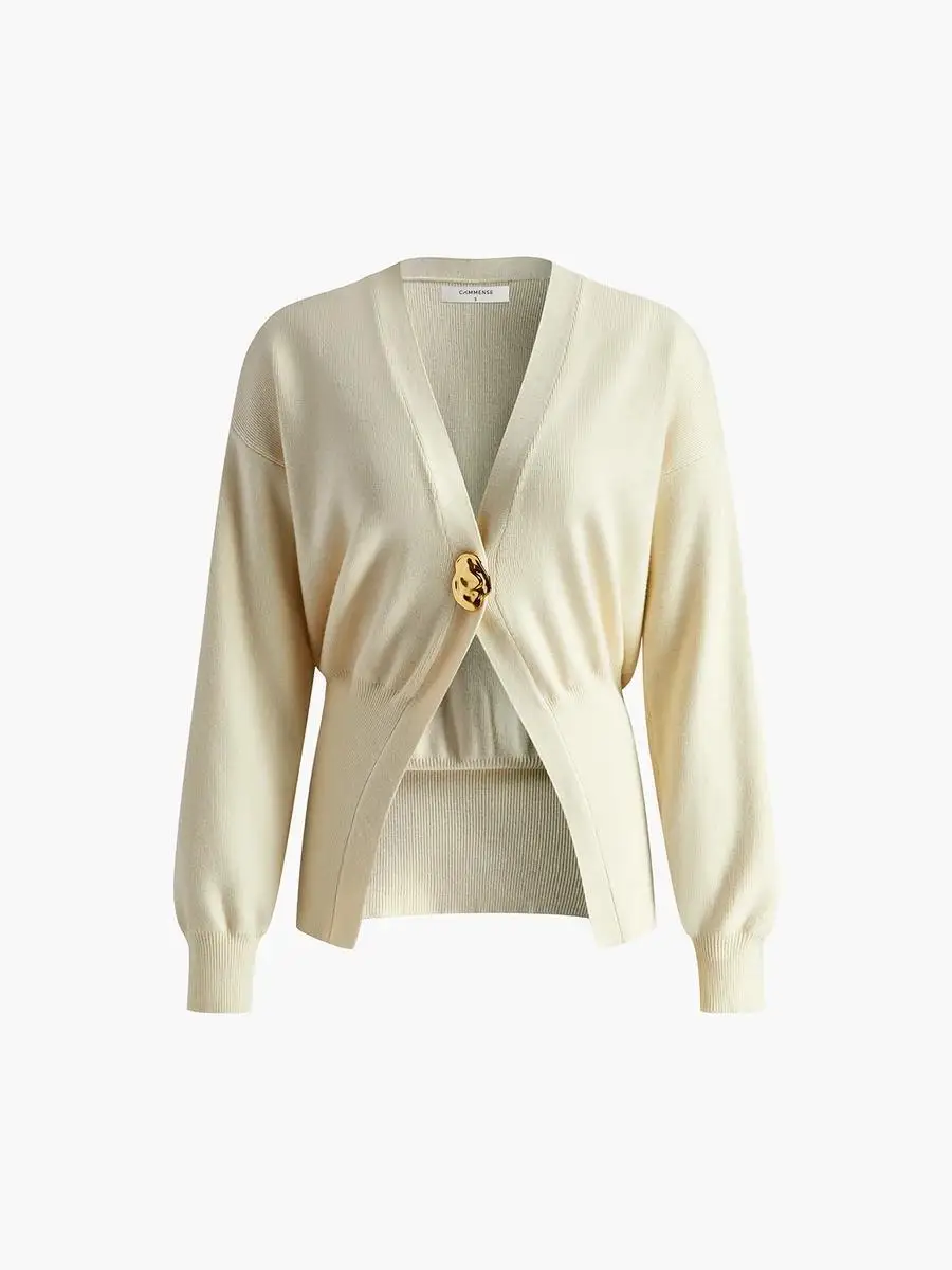 Color: SKY BLUE, Size: S - Women's Knitted Sweater with Elegant Temperament, Solid Color, Long Sleeved Buttons, Knitted Open