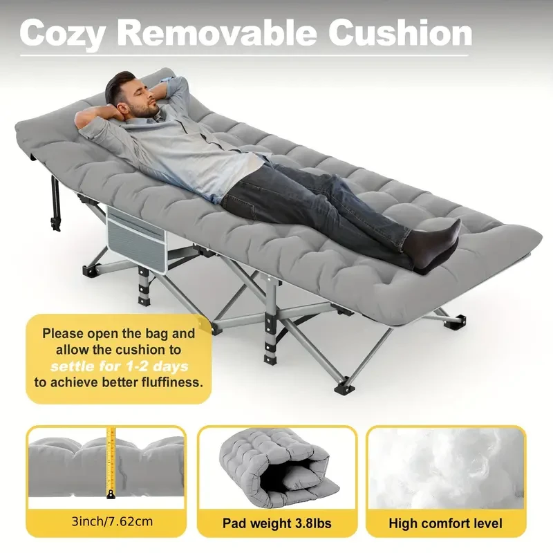 Folding Camping Cot with Mattress