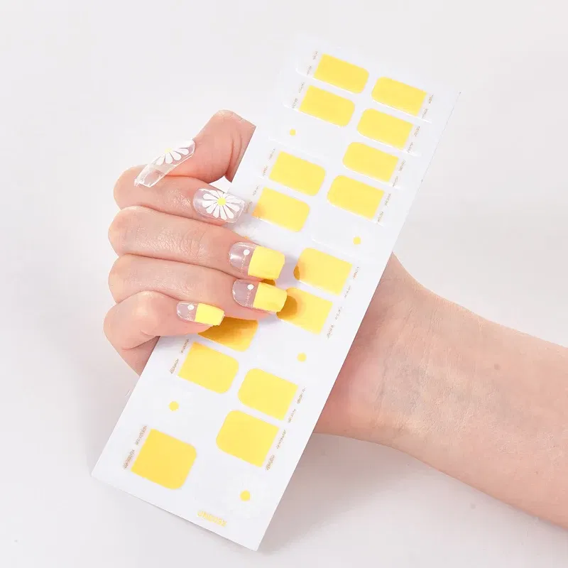Color: Lightblue - 22 Tips/Sheet Solid Color And Striped Manicure Designer Nail Decals Nailart Sticker Full Beauty Nail Tape Manicure Self Adhesive