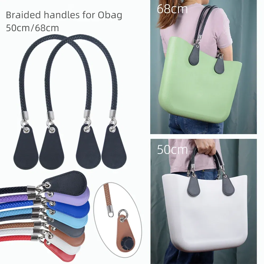 Color: Hot Pink, Ships From: CHINA - New 1 pair Obag PU Woven braided leather Rope Handles straps round handlefor O Bag accessoires