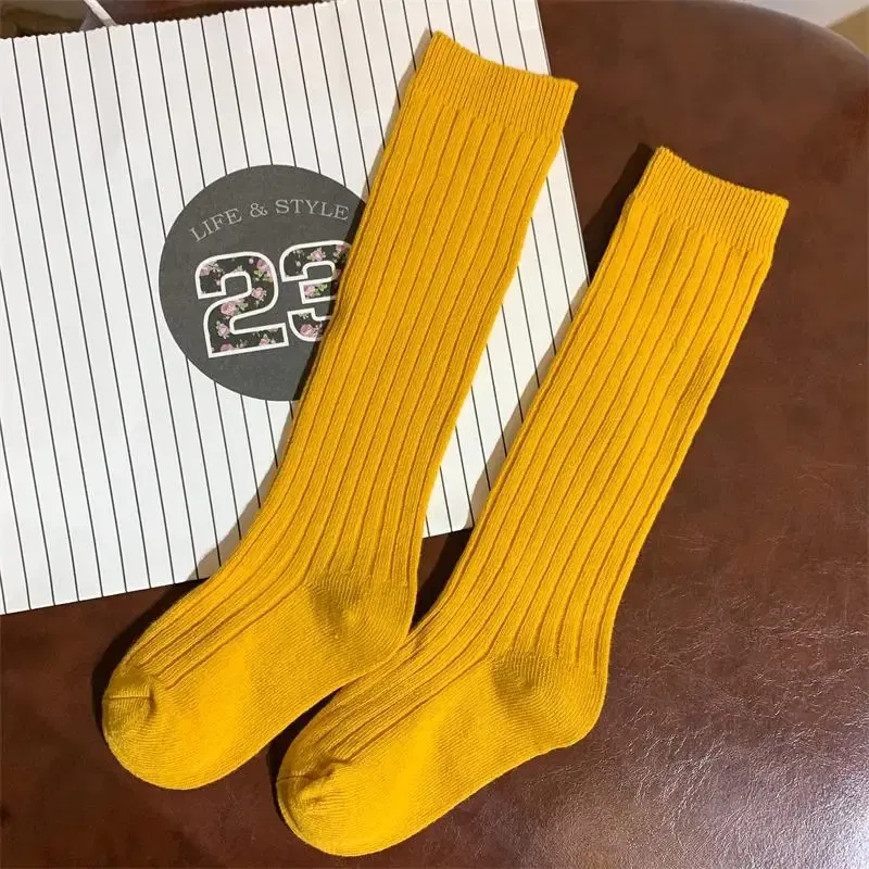 Color: Blue, Size: 7-9T - Baby Long Socks Over The Knee Little Girls Solid Cotton Socks Spring Autumn Long Crew Socks